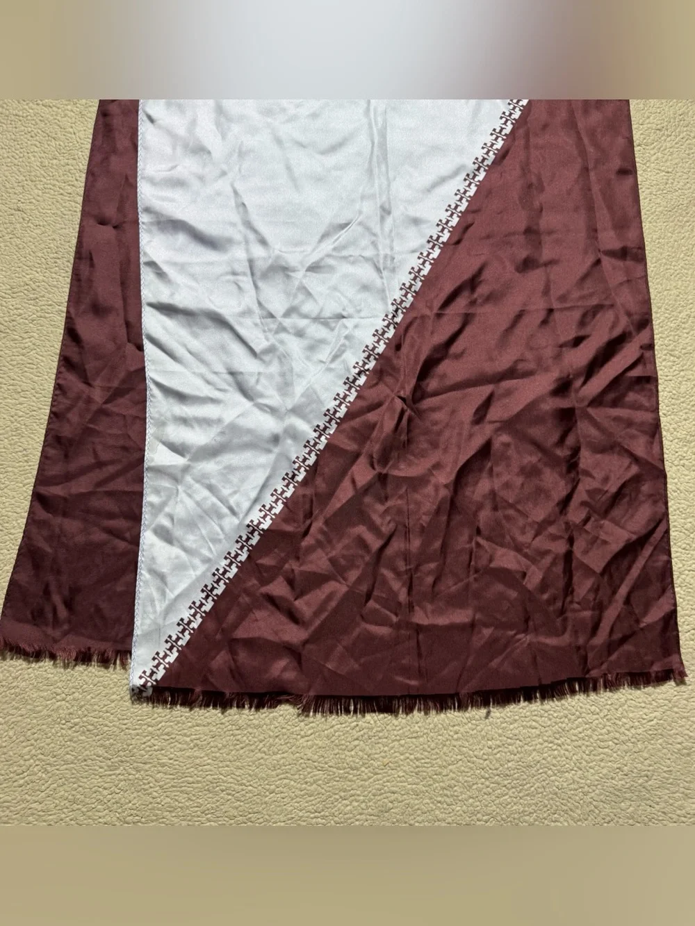 Tory Burch Scarf Womens One Size OSFA 100% Silk Fringe Rectangle Logo Multicolor